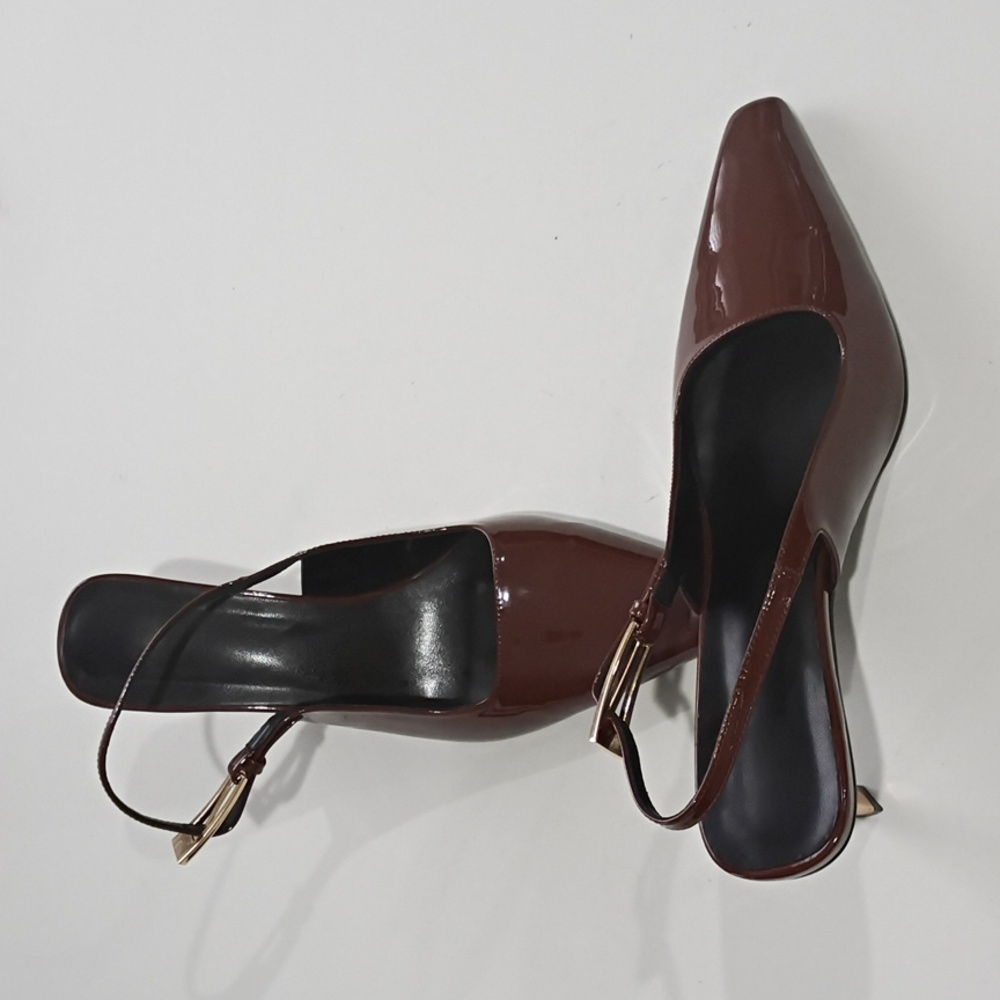 Iiimmu Chic Brown Slingback Heels Size 10 - Picture 8 of 14